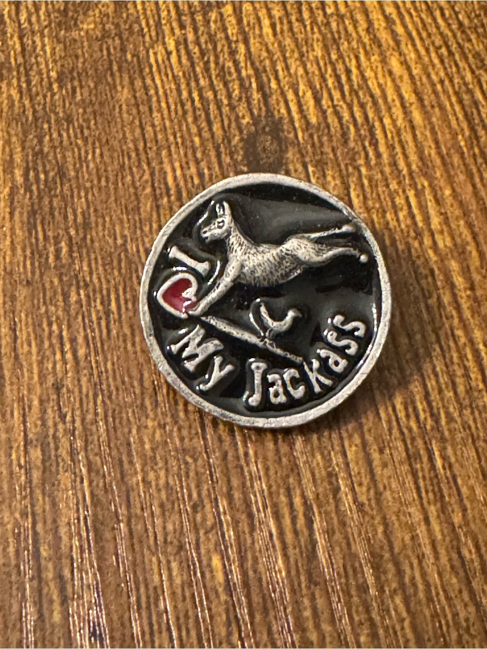 Vintage I Love My Jackass Donkey Enamel Lapel Pin Funny Mule Made In USA‎